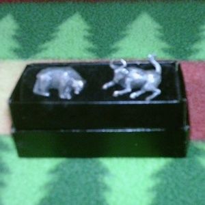 Modernist Silver Financial Collectible Cuff Links